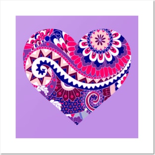 Pink and Blue Decorative Heart Posters and Art